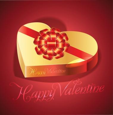 exquisite heartshaped gift box valentine background vector