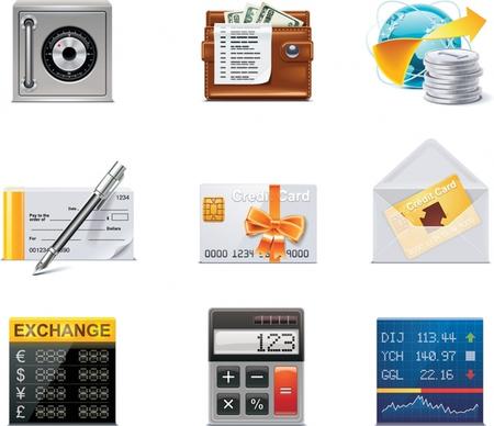 finance icons colorful modern symbols sketch