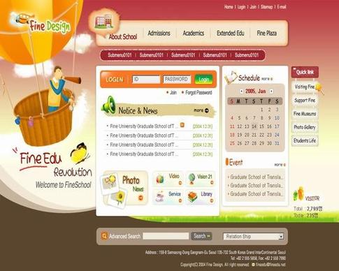exquisite korean the psd format education website template 002