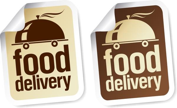 food delivery label templates classic curled up shapes