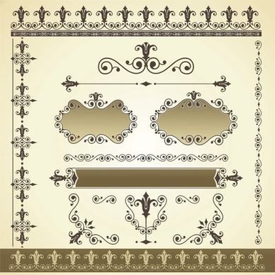 certificate decorative elements elegant retro symmetric shapes