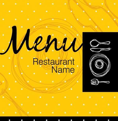 restaurant menu cover template abstract handdrawn decor