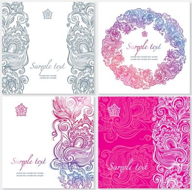 exquisite pattern card 02 vector