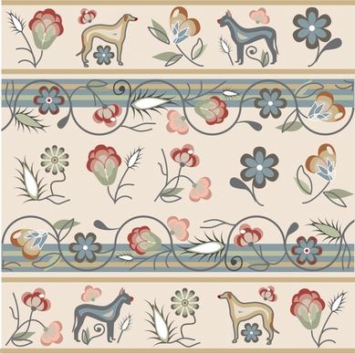 traditional pattern template colorful retro handdrawn plants animals