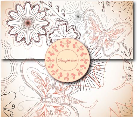 seal envelope template elegant handdrawn flora butterfly decor