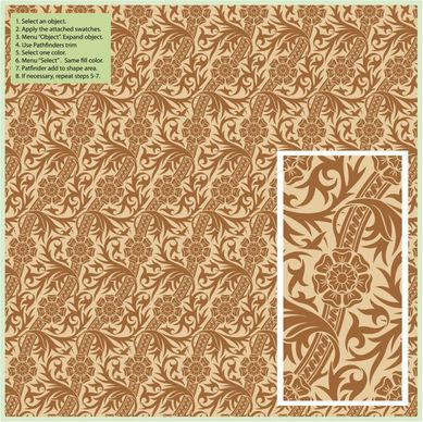decorative pattern flat classic seamless repeating floral leaves decor