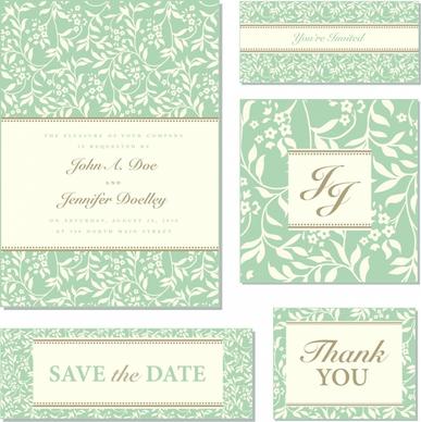 wedding card templates bright green elegant classic flora