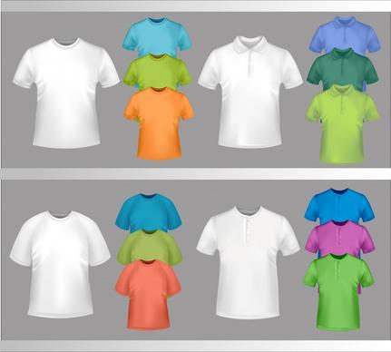 fashion tshirt icons templates colored plain contemporary