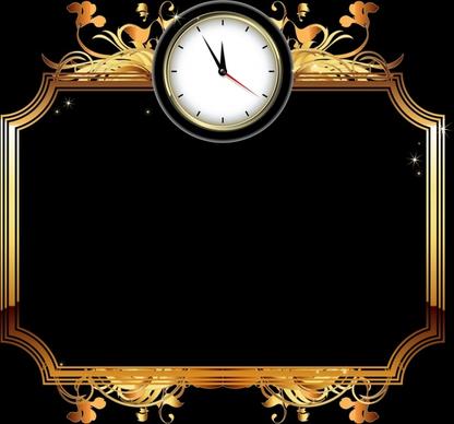 clock frame template luxury elegant shiny golden black
