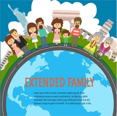 extended family concepts with many generations illustration