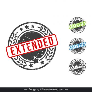 extended stamps collection flat retro circle leaves stars