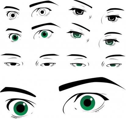 eyes icons black white cartoon sketch