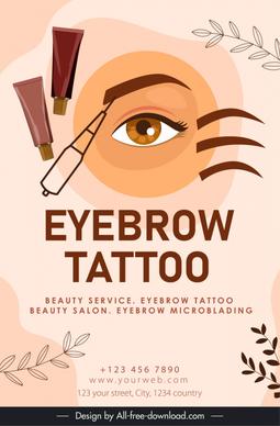 eyebrow tattoo poster template elegant flat eye tools layout 