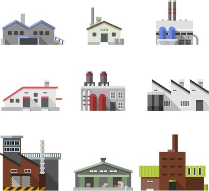 factory and warehouse sets illustration in sketch design
