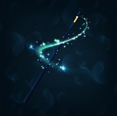 fairy background magic stick icons glittering bokeh decor