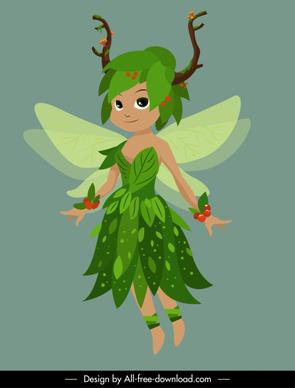 fairy character icon tiny flying girl cartoon design