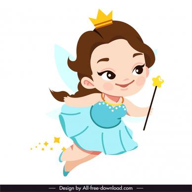 fairy icon flying girl sketch cute cartoon character
