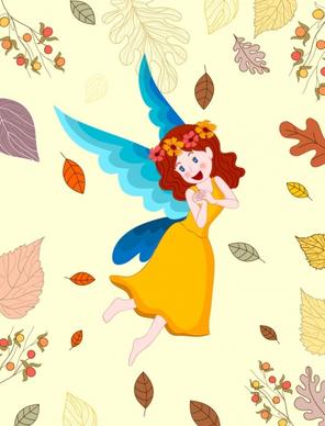 fairy painting cute girl icon colored cartoon design