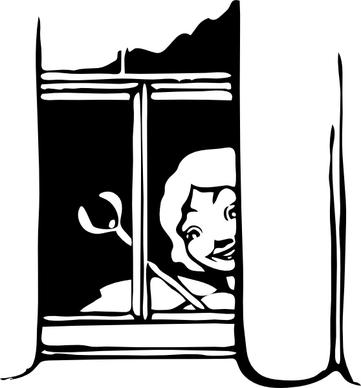 Fairy Peeking In Window clip art