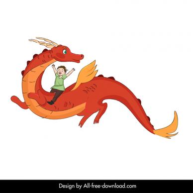 fairy tale design elements dragon boy flying