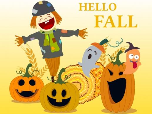 fall banner pumpkin ghost dummy icons