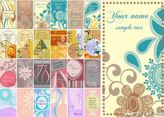 card templates colorful classical decor