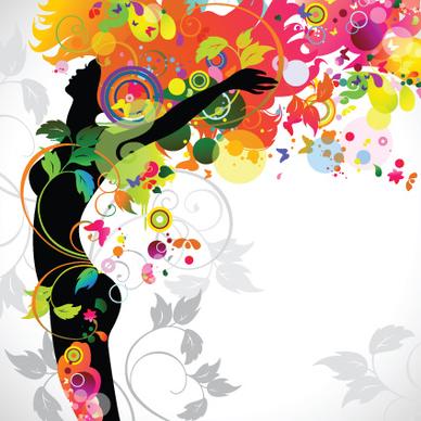 fall floral girl design vector graphic