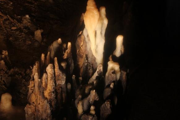 fallen stalactite in cave of the mounds wisconsin