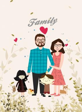 family background cute colored cartoon design