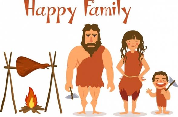 family background stone age design cartoon characters