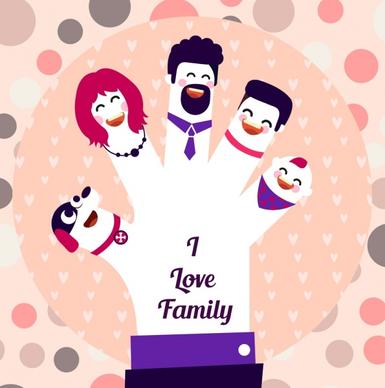 family banner hand fingers people icons decor