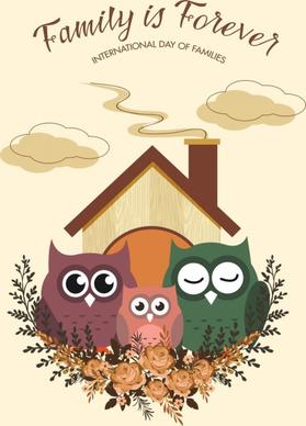 family day banner cute owl icons decor
