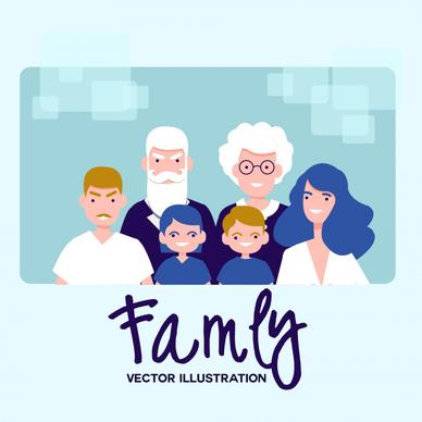 family generation cartoon backdrop 