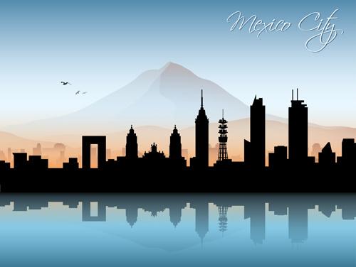 famous cities silhouette creative vector
