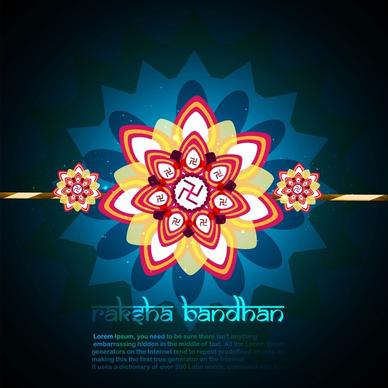 fantastic raksha bandhan card blue colorful design vector