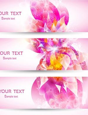 fantasy flowers background banner template vector 3