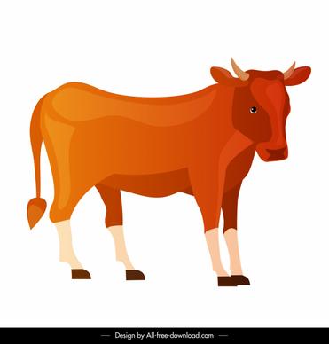 farm cow icon colored cartoon sketch