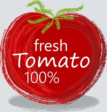 farm food advertising red tomato icon handdrawn sketch