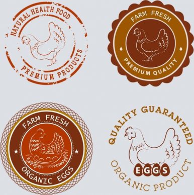 farm food seals hen icon sketch circle design
