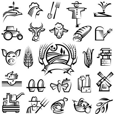 farm logos hand drawn vector