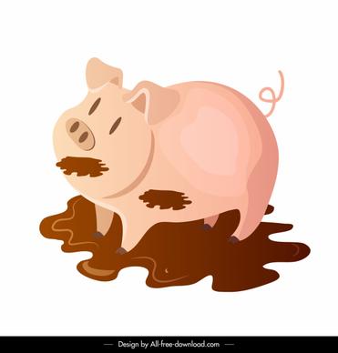 farm pig icon playful animal sketch cartoon design