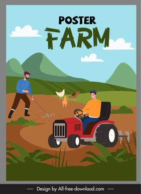 farm scene poster colorful cartoon design