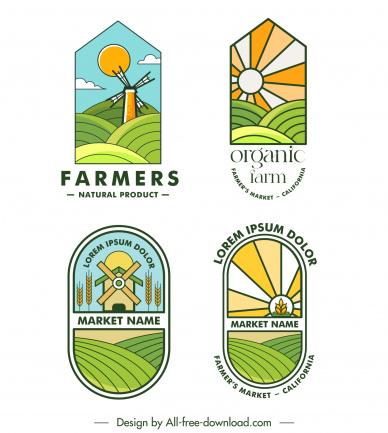 farmers logo collection classic field sun windfarm