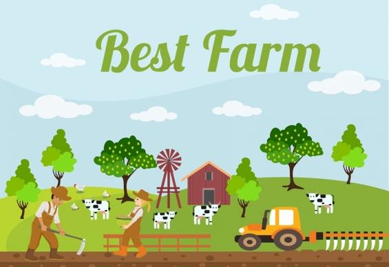 farming background colorful cartoon design