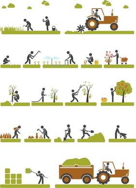 farming production concepts illustration with various activities