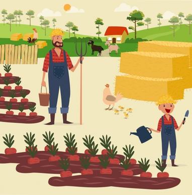 farming work theme colored cartoon decor