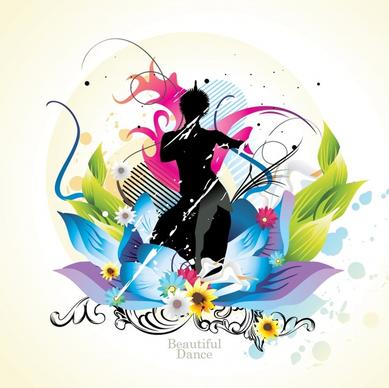 beauty background modern colorful decor floral silhouette design