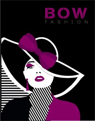 fashion banner violet bow model icons dark decor