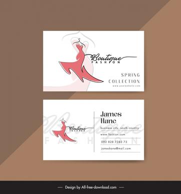 fashion business card template handdrawn lady dress sketch