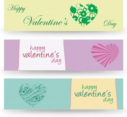 valentine banner templates flat hearts grunge rays decor